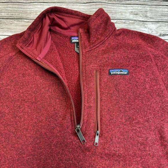 Patagonia Men's Better Sweater Fleece Jacket M Med Medium Dark Red Marl Zipper - Picture 4 of 11